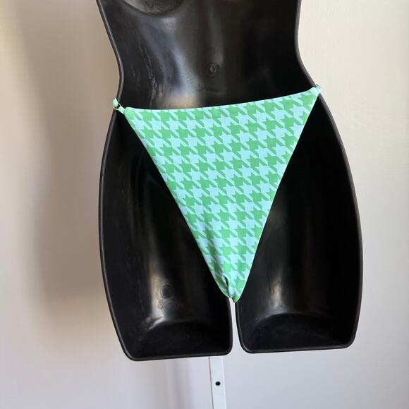 Skatie sz L Green Houndstooth High Cut Bikini Bottoms (NWT) - Picture 8 of 10